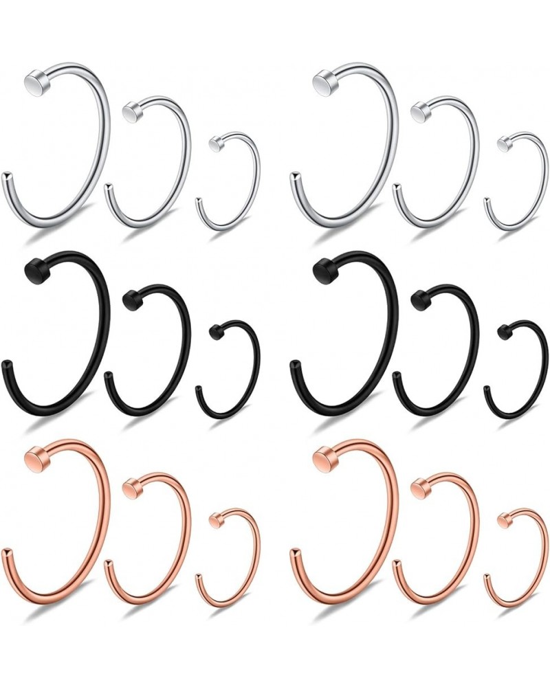 6-18pcs 18 Gauge Stainless Steel Body Jewelry Piercing Earrings Lip Nose Hoop Ring Unisex 6mm 8mm 10mm 18PCS - Mix Color 1 $8...