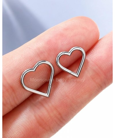 Mooncrush 16G G23 Solid Titanium Daith Earrings Heart Clicker Daith Piercing Jewelry Surgical Steel Gold/Silver Septum Ring C...