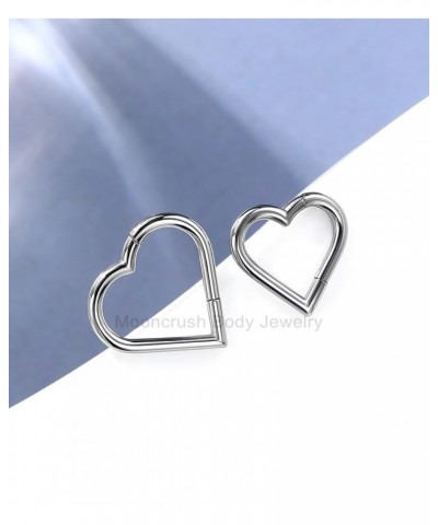 Mooncrush 16G G23 Solid Titanium Daith Earrings Heart Clicker Daith Piercing Jewelry Surgical Steel Gold/Silver Septum Ring C...