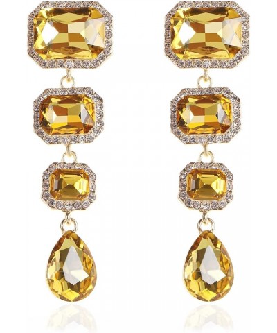 Vintage Rhinestone Drop Dangle Earrings Statement Crystal Dangling Earrings Rectangle Teardrop Chandelier Earrings for Women ...