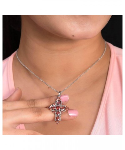 Cubic Zirconia Stainless Steel Hope Faith Prayer Cross Chain Pendant Necklace for Women 20" Catholic Christian Religious Birt...