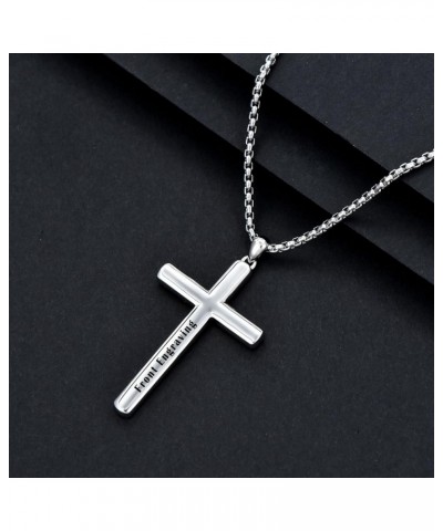 CEKAMA Customized Sterling Silver Cross Necklace for Men Women Personalized Engraved Cross Pendant Customizable Christian Jew...