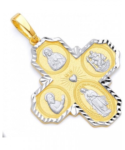 14k REAL Two Tone Gold Four-Way Cross Religious Charm Pendant (Size : 39 x 28 mm) $117.04 Pendants