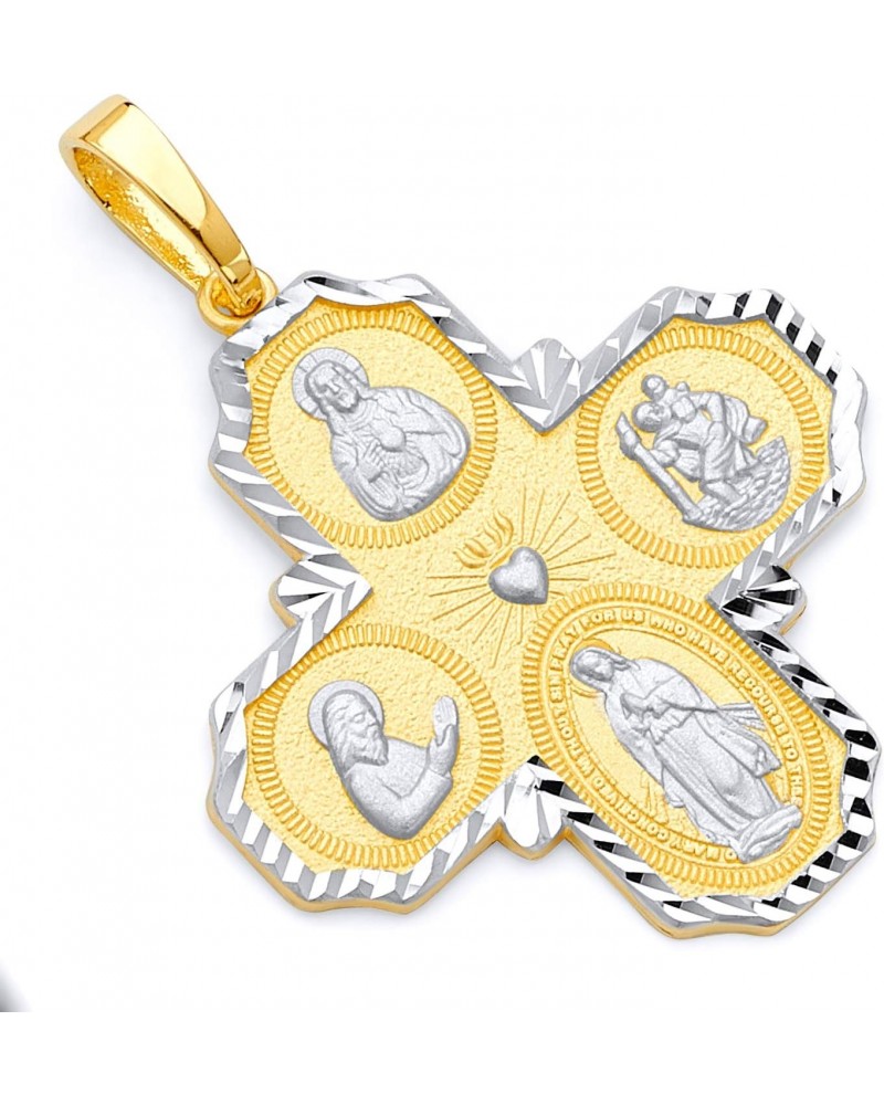 14k REAL Two Tone Gold Four-Way Cross Religious Charm Pendant (Size : 39 x 28 mm) $117.04 Pendants