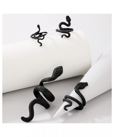 4Pcs Punk Animal Snake Stackable Finger Rings,Vintage Snake Serpentine Winding Knuckle Rings Cool Rings for Women Men Black $...