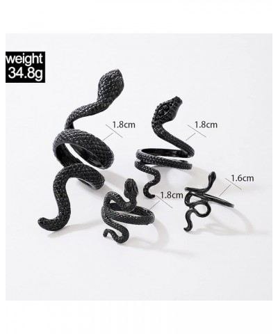 4Pcs Punk Animal Snake Stackable Finger Rings,Vintage Snake Serpentine Winding Knuckle Rings Cool Rings for Women Men Black $...