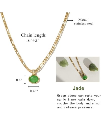 Women's Green Created Opal Necklace, Charm 18k Gold Plated Stainless Steel Snake Chain Jewelry Bling Drop Pendant Choker Neck...