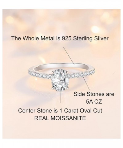 1-3CT Oval Moissanite Engagement Ring for Women - Diamond Promise Wedding Band 925 Sterling Silver D Color VVS with Certifica...