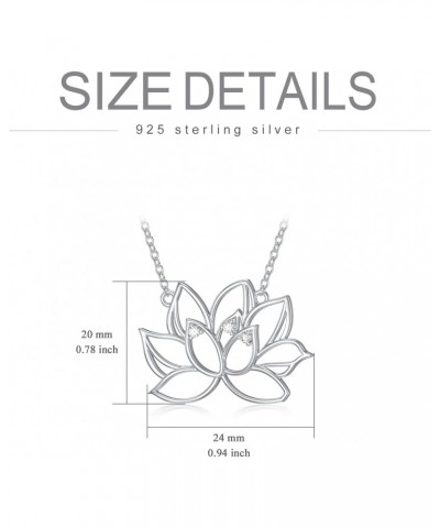 Diamond Lotus Necklace for Women 925 Sterling Silver 1/25 CT Real Diamond Lotus Flower Pendant Jewerly Gift for Mom Mother Da...