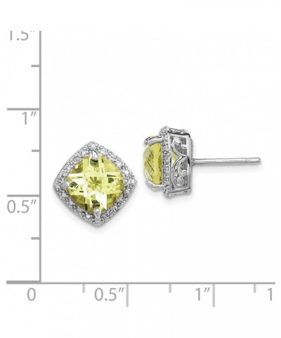 Sterling Silver Rhodium-plated Gemstone and Diamond Stud Earrings Fine Jewelry for Women Stone-lemon quartz Sterling Silver $...