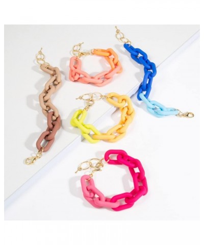 Multicolor Resin Lightweight Summer Chunky Thick Link Chain Bracelets Trendy Y2k Rainbow Candy Color Thick Paperclip Chain Br...