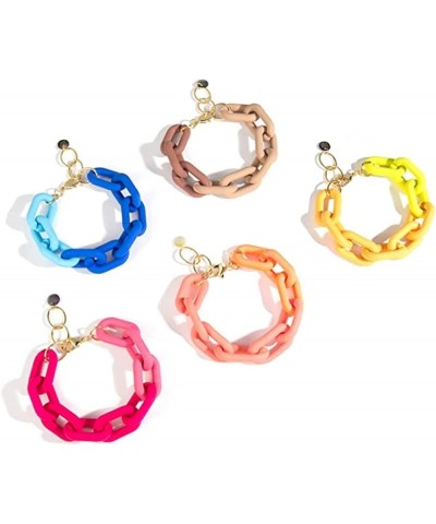 Multicolor Resin Lightweight Summer Chunky Thick Link Chain Bracelets Trendy Y2k Rainbow Candy Color Thick Paperclip Chain Br...