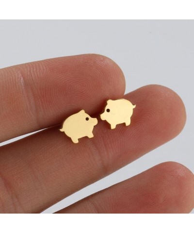 Simple Pig Stainless Steel Stud Earrings for Women Teen Girls Cartilage Hypoallergenic Tiny Small Studs Earring Minimalist Je...