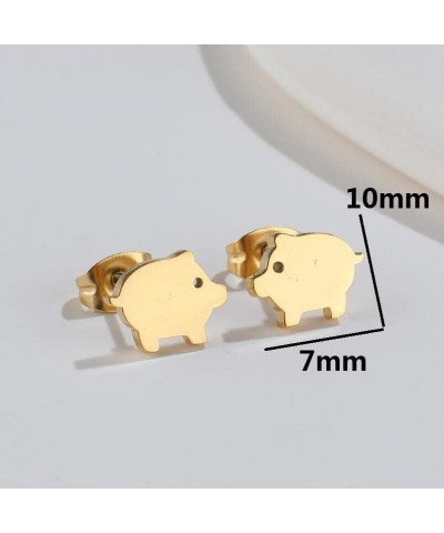 Simple Pig Stainless Steel Stud Earrings for Women Teen Girls Cartilage Hypoallergenic Tiny Small Studs Earring Minimalist Je...