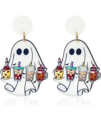 Halloween Skeleton Drop Earrings Halloween Happy Ghost Pumpkin Dangle Earrings Horror cat Ghost BOO Blood bag Earrings for Wo...