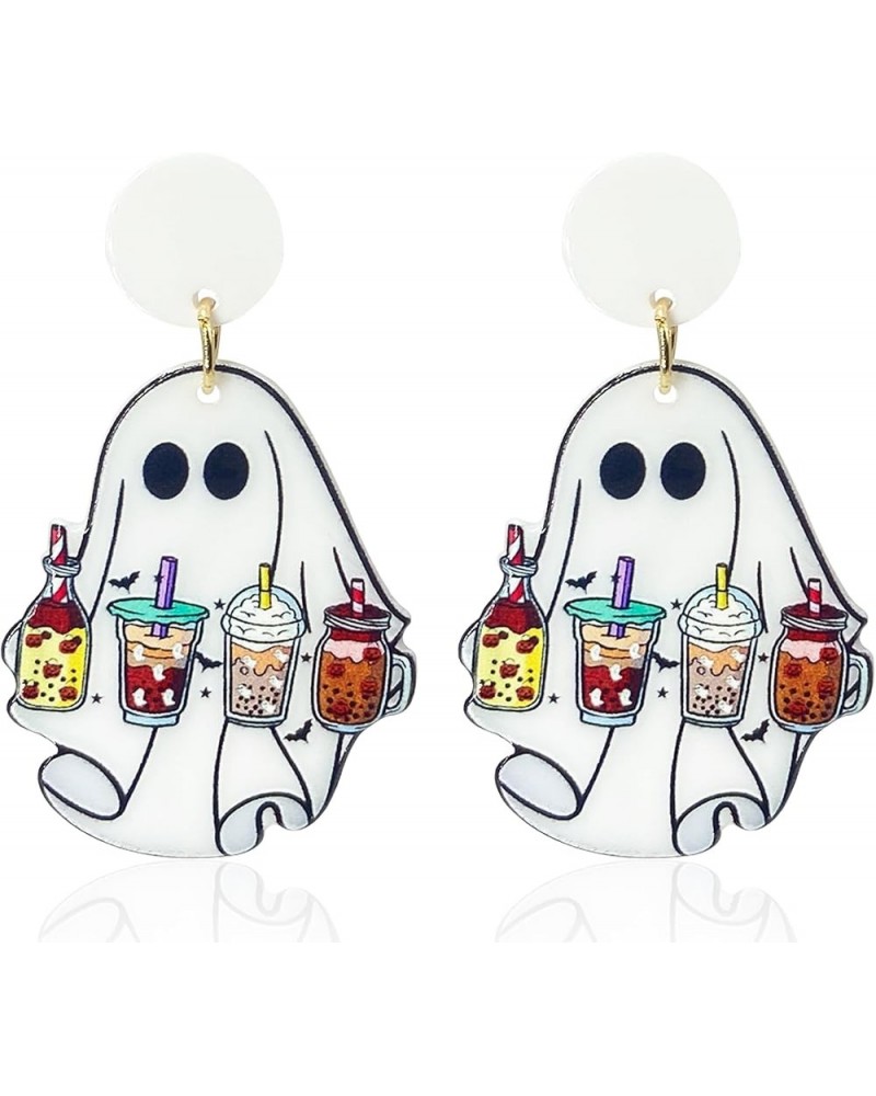 Halloween Skeleton Drop Earrings Halloween Happy Ghost Pumpkin Dangle Earrings Horror cat Ghost BOO Blood bag Earrings for Wo...