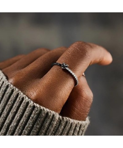 Love Me Until I'M Me Again Black Heart-Cut Half Enamel Ring, S925 Sterling Silver Heart Rings Self-Love Ring Gift, Jewelry Bi...