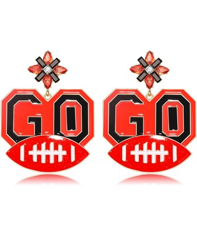 Football Earrings for Women Dangling Rhinestone Go Football Gameday Earrings Fun Sports Team Dangle Drop Earrings Statement C...