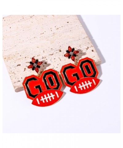 Football Earrings for Women Dangling Rhinestone Go Football Gameday Earrings Fun Sports Team Dangle Drop Earrings Statement C...