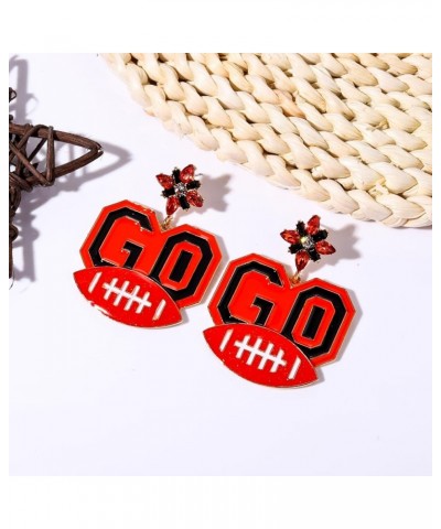 Football Earrings for Women Dangling Rhinestone Go Football Gameday Earrings Fun Sports Team Dangle Drop Earrings Statement C...