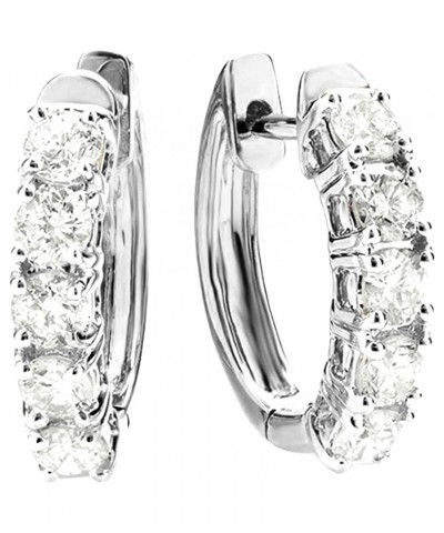 3/4-6 CT Carat Natural Diamond Hoop Huggies Earrings Value Collection White Gold 5.0 carats $657.06 Earrings