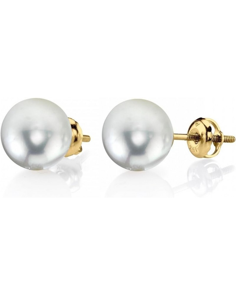 14K Gold Screwback AAA Quality Round White Akoya Cultured Pearl Stud Earrings for Women Yellow Gold 6.5-7.0mm $61.20 Earrings