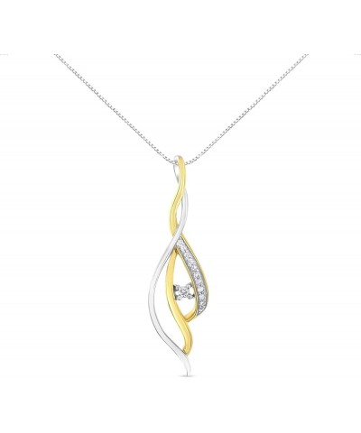 10K Gold 1/10 Cttw Brilliant-Cut Diamond Accented 1-1/2" Open Cascade Twist Pendant Necklace on 18" Chain (J-K Color, I2-I3 C...