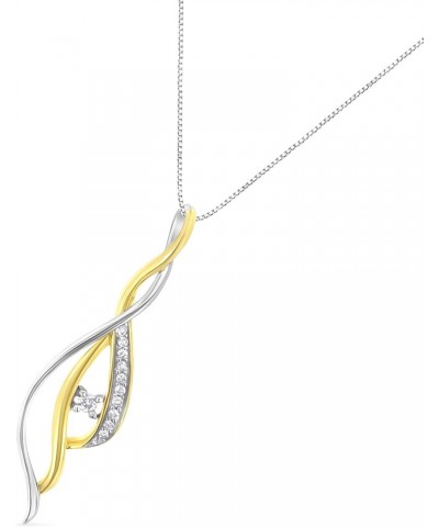 10K Gold 1/10 Cttw Brilliant-Cut Diamond Accented 1-1/2" Open Cascade Twist Pendant Necklace on 18" Chain (J-K Color, I2-I3 C...