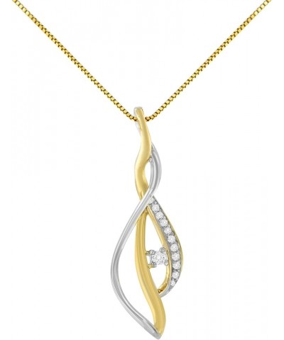 10K Gold 1/10 Cttw Brilliant-Cut Diamond Accented 1-1/2" Open Cascade Twist Pendant Necklace on 18" Chain (J-K Color, I2-I3 C...