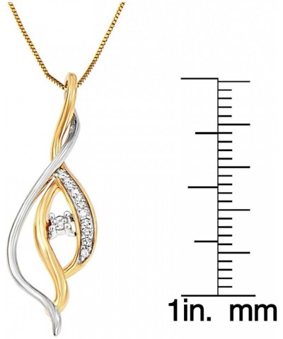 10K Gold 1/10 Cttw Brilliant-Cut Diamond Accented 1-1/2" Open Cascade Twist Pendant Necklace on 18" Chain (J-K Color, I2-I3 C...