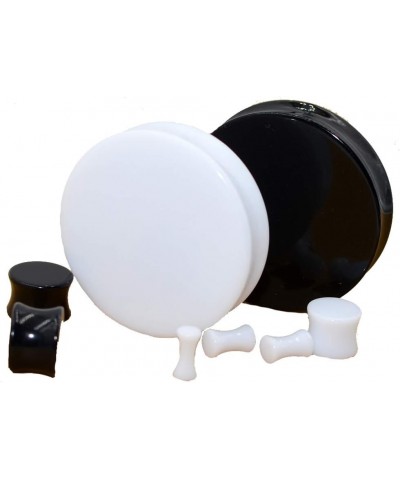 3-50mm Acrylic Solid Ear plug White&Black Earing Large Big Tunnel Size Stretcher Saddle Flesh Tunnel Expander One Pair White,...
