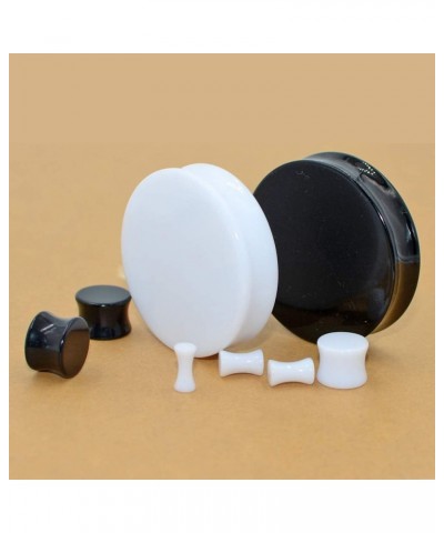 3-50mm Acrylic Solid Ear plug White&Black Earing Large Big Tunnel Size Stretcher Saddle Flesh Tunnel Expander One Pair White,...