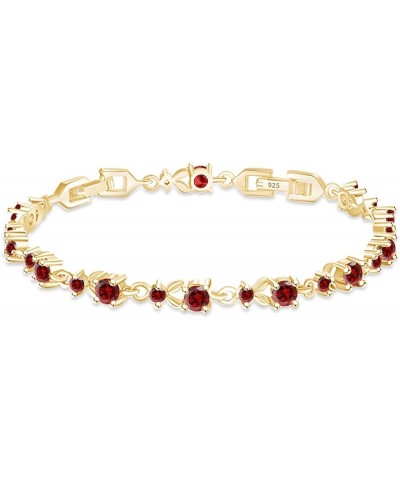 14k Yellow Gold Over Sterling Silver Leaf Shape Tennis Bracelet Valentine's Day Gift For Her Garnet 8.25 Inches $39.90 Bracelets