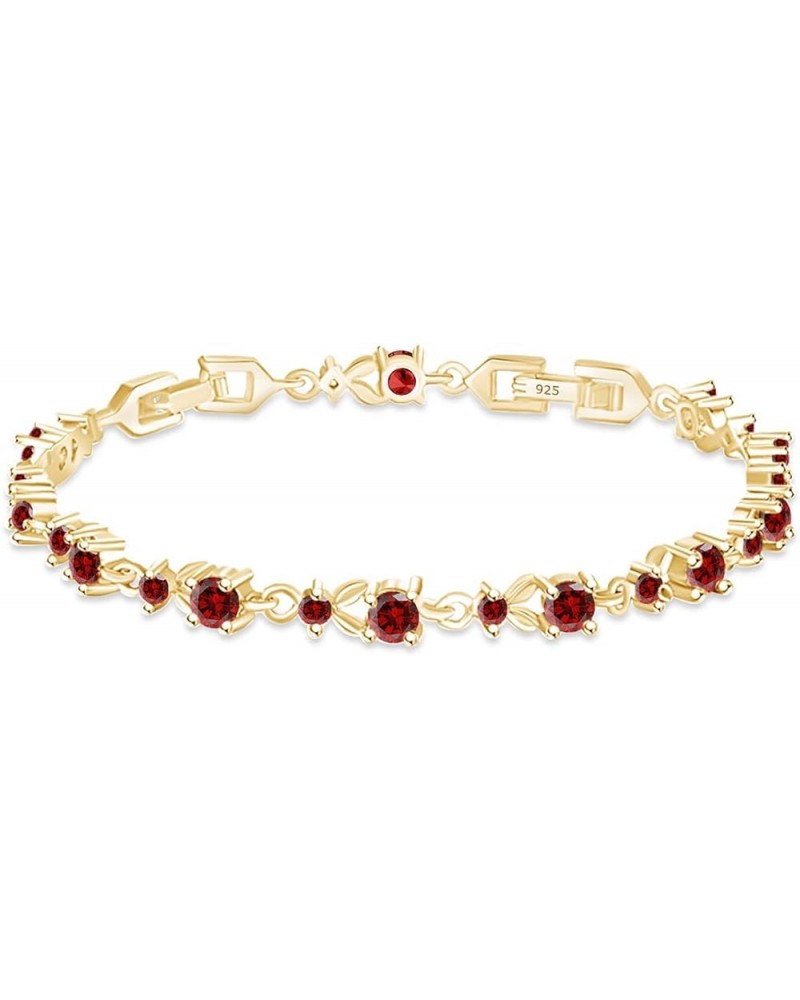 14k Yellow Gold Over Sterling Silver Leaf Shape Tennis Bracelet Valentine's Day Gift For Her Garnet 8.25 Inches $39.90 Bracelets