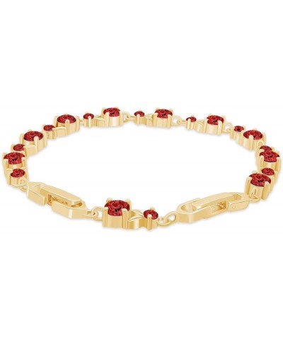 14k Yellow Gold Over Sterling Silver Leaf Shape Tennis Bracelet Valentine's Day Gift For Her Garnet 8.25 Inches $39.90 Bracelets