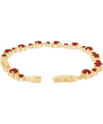 14k Yellow Gold Over Sterling Silver Leaf Shape Tennis Bracelet Valentine's Day Gift For Her Garnet 8.25 Inches $39.90 Bracelets