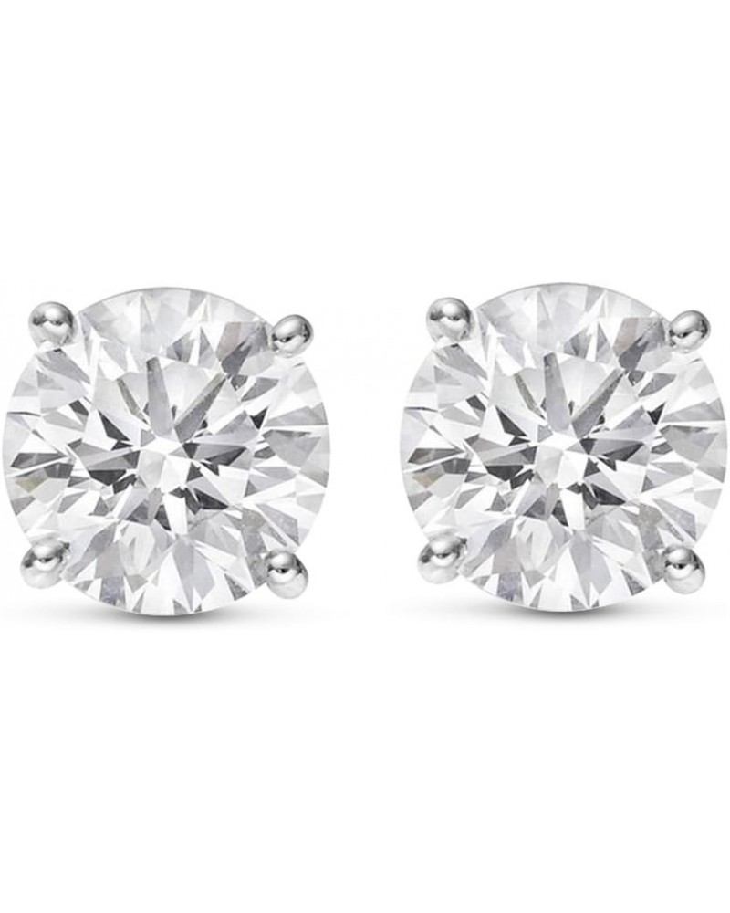 Natural Round Brilliant Solitaire Diamond Stud Earrings for Women 4 Prong Push Back (I-J Color I1 Clarity) 0.33 Carat Platinu...