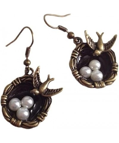 Hip Hop Retro Style Swallow Nest Earrings Valentine's Day Gift Bird's Nest Earrings Ancient bronze $7.69 Earrings