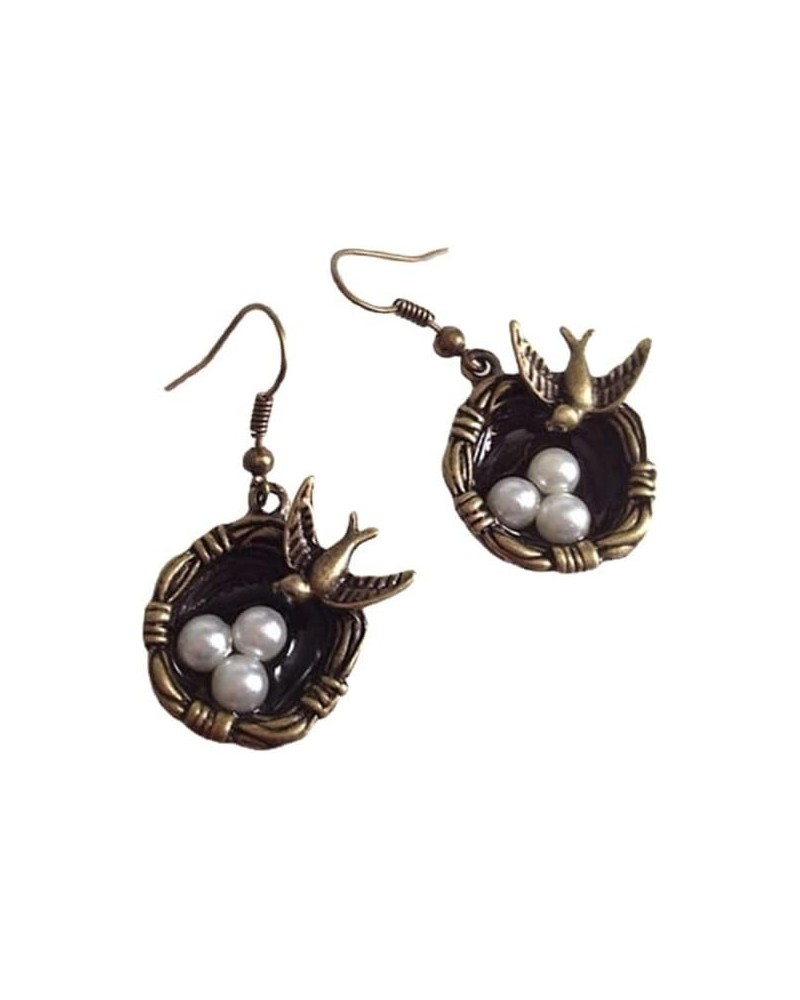 Hip Hop Retro Style Swallow Nest Earrings Valentine's Day Gift Bird's Nest Earrings Ancient bronze $7.69 Earrings