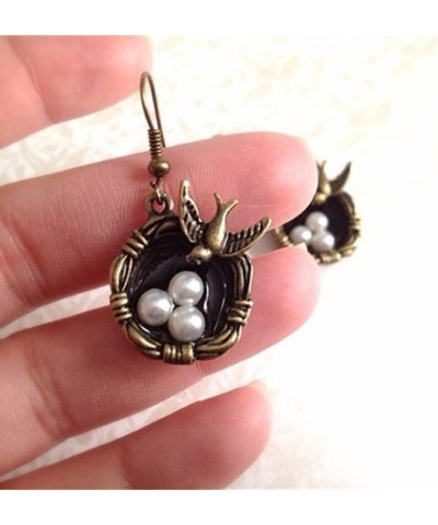 Hip Hop Retro Style Swallow Nest Earrings Valentine's Day Gift Bird's Nest Earrings Ancient bronze $7.69 Earrings