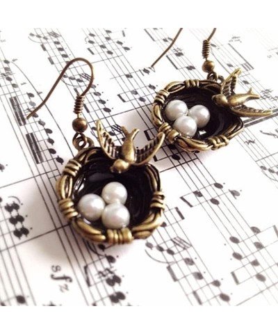 Hip Hop Retro Style Swallow Nest Earrings Valentine's Day Gift Bird's Nest Earrings Ancient bronze $7.69 Earrings