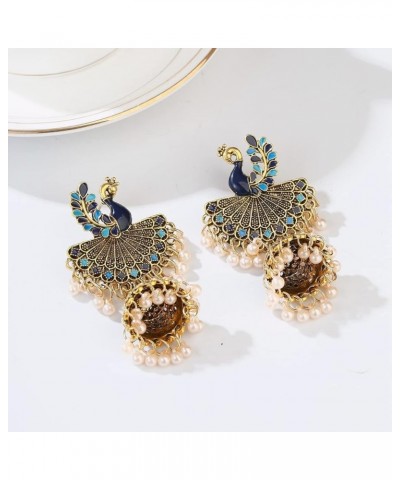 Peacock Ethnic Boho Dangle Earrings Tinkle Bell Vintage Drop Earrings for Women Chandelier Earrings(er006377) Blue $8.66 Earr...