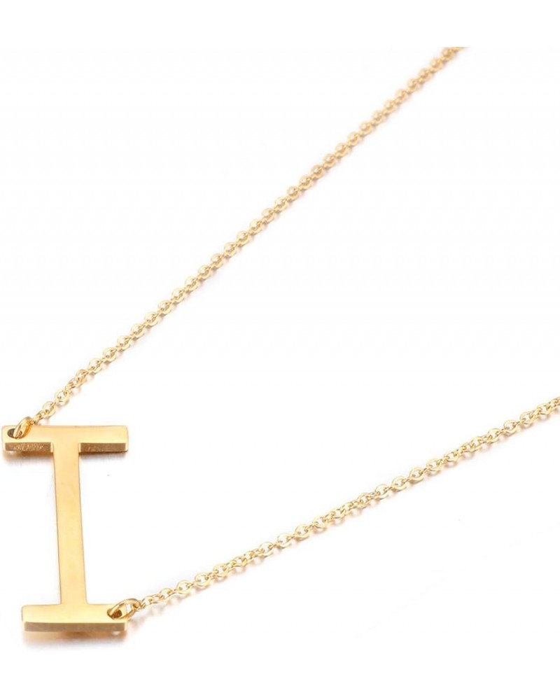 Women Girls Stainless Steel Large Initial Pendant Necklace Alphabet 26 A-Z Gold/Silver I gold (stainless steel) $9.34 Necklaces