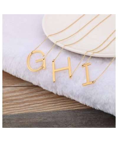 Women Girls Stainless Steel Large Initial Pendant Necklace Alphabet 26 A-Z Gold/Silver I gold (stainless steel) $9.34 Necklaces