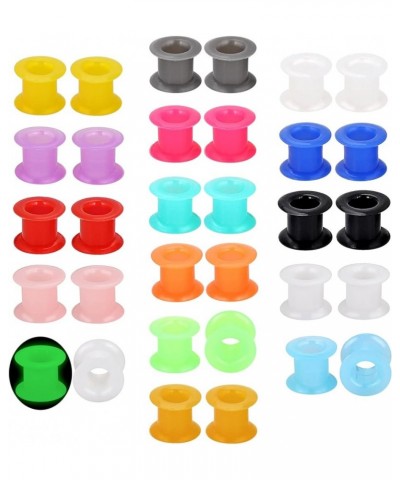 16Pairs Multi-Colors Silicone Ear Tunnels Gauges Double Flared Plugs Stretchers Flexible Ear Piercing Jewelry for Women Men 2...