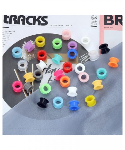 16Pairs Multi-Colors Silicone Ear Tunnels Gauges Double Flared Plugs Stretchers Flexible Ear Piercing Jewelry for Women Men 2...