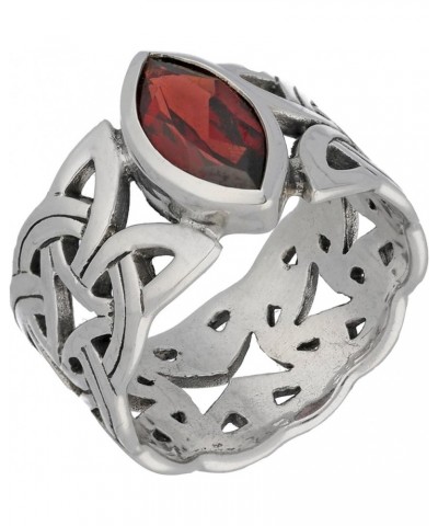 Borre Knot Garnet Ellipse Viking Braided Wedding Band Norse Celtic Sterling Silver Ring(Sizes 4,5,6,7,8,9,10,11,12,13,14,15) ...