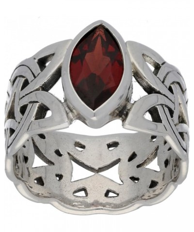 Borre Knot Garnet Ellipse Viking Braided Wedding Band Norse Celtic Sterling Silver Ring(Sizes 4,5,6,7,8,9,10,11,12,13,14,15) ...