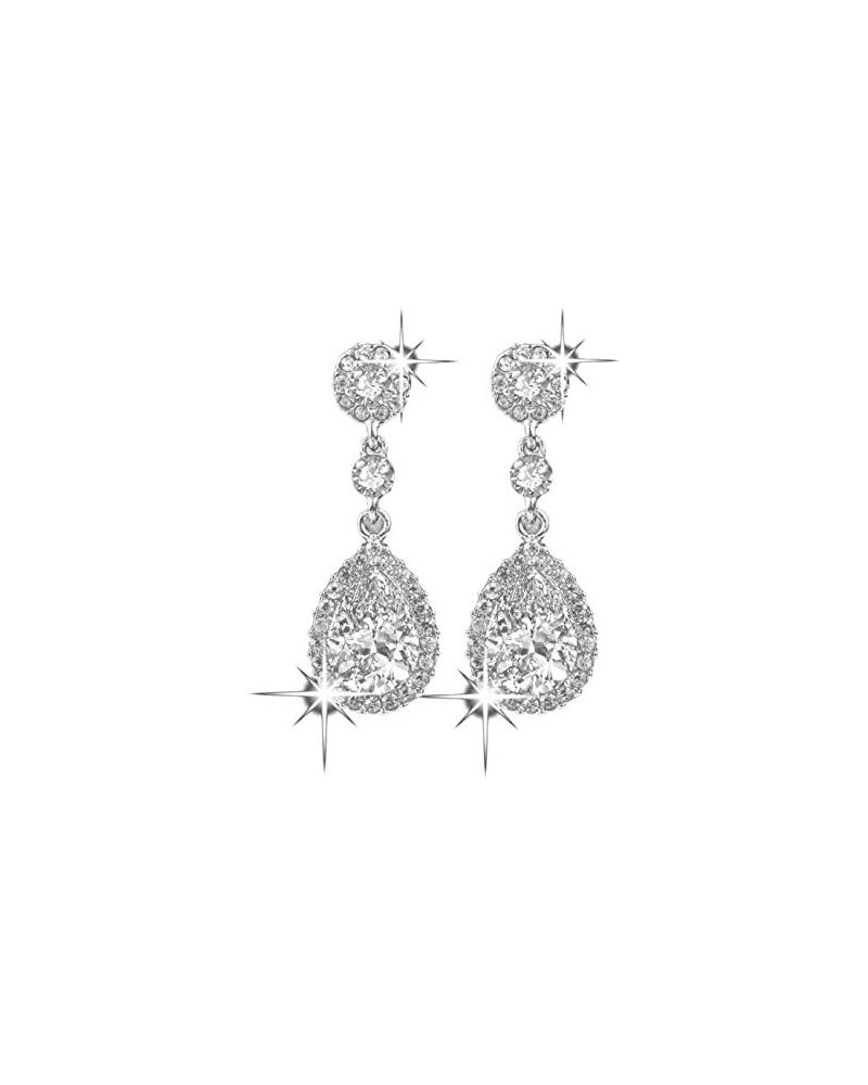 Stainless Steel Earrings for Women Rhinestone Earrings Jewelry Wedding for Women Wedding Matching Earrings for White $6.41 Ea...