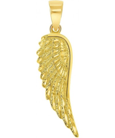 Solid 14k Yellow Gold Textured Angel Wing Charm Pendant with Cable, Curb or Figaro Chain Necklace 18.0 Inches Cable Chain $57...